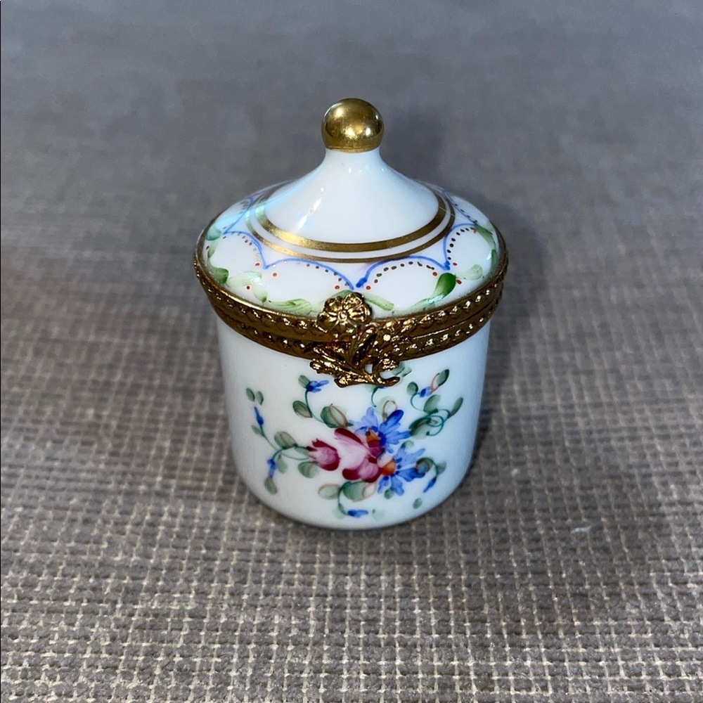Limoges Porcelain Trinket Box with Floral Design